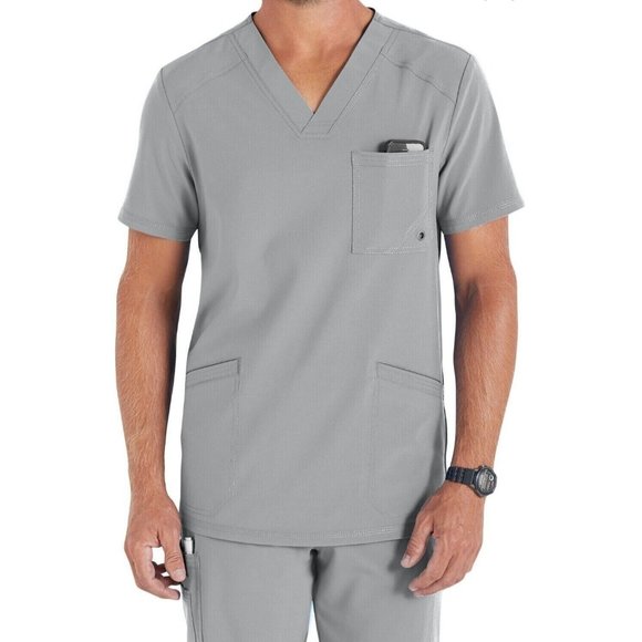 NWT Cherokee Infinity Men's V-Neck Scrub Top Certainty CK900A Size 4XL‎ Gray - Picture 1 of 5